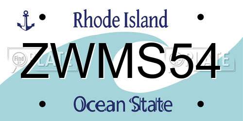 ZWMS54 Rhode Island License Plate