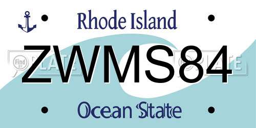 ZWMS84 Rhode Island License Plate