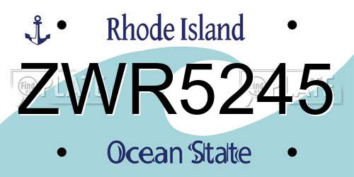 ZWR5245 Rhode Island License Plate
