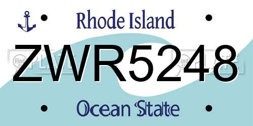 ZWR5248 Rhode Island License Plate