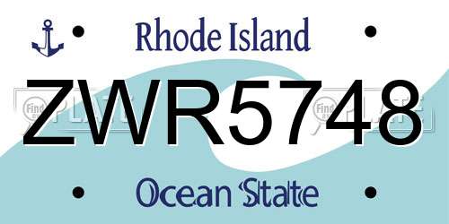 ZWR5748 Rhode Island License Plate