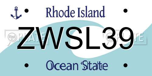 ZWSL39 Rhode Island License Plate