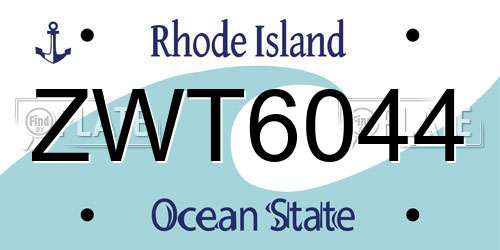 ZWT6044 Rhode Island License Plate