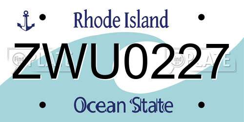ZWU0227 Rhode Island License Plate