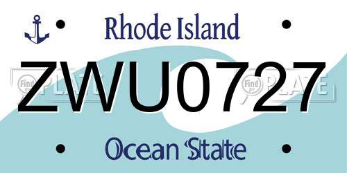 ZWU0727 Rhode Island License Plate