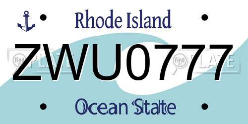 ZWU0777 Rhode Island License Plate