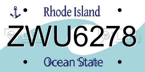 ZWU6278 Rhode Island License Plate