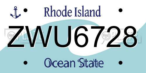 ZWU6728 Rhode Island License Plate