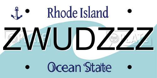 ZWUDZZZ Rhode Island License Plate