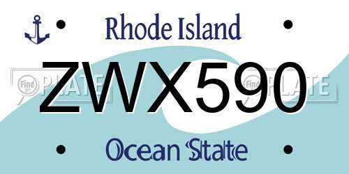 ZWX590 Rhode Island License Plate