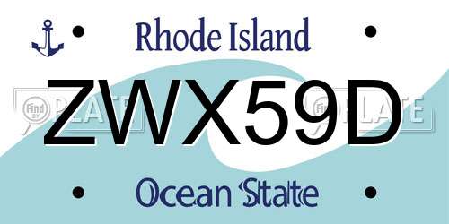 ZWX59D Rhode Island License Plate