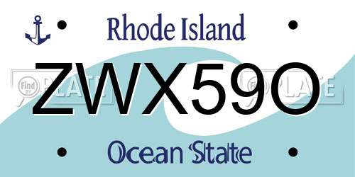 ZWX59O Rhode Island License Plate