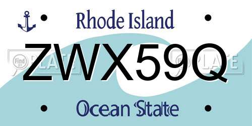 ZWX59Q Rhode Island License Plate