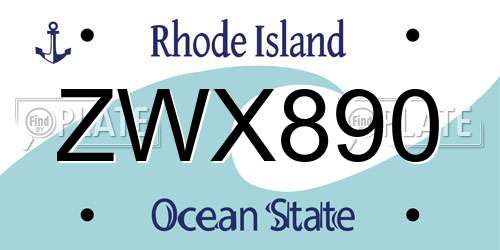 ZWX890 Rhode Island License Plate