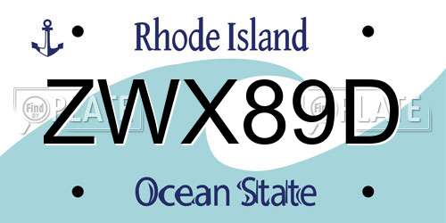 ZWX89D Rhode Island License Plate