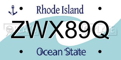 ZWX89Q Rhode Island License Plate