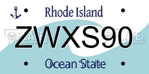ZWXS90 Rhode Island License Plate