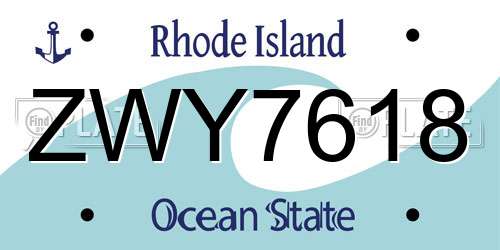 ZWY7618 Rhode Island License Plate