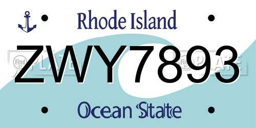 ZWY7893 Rhode Island License Plate