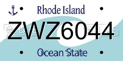 ZWZ6044 Rhode Island License Plate