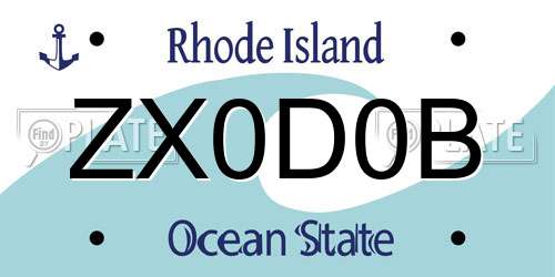 ZX0D0B Rhode Island License Plate
