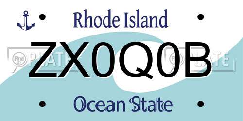 ZX0Q0B Rhode Island License Plate