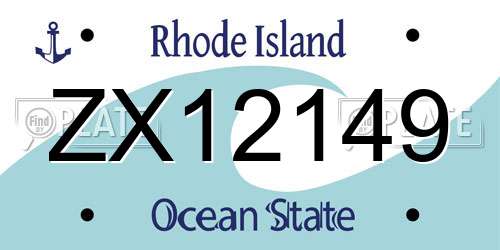 ZX12149 Rhode Island License Plate