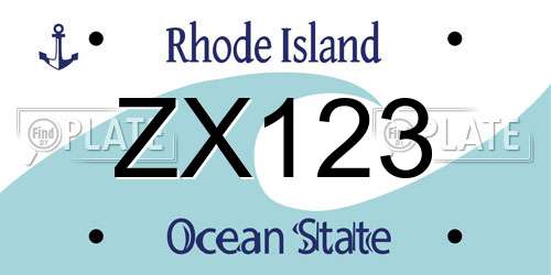 ZX123 Rhode Island License Plate