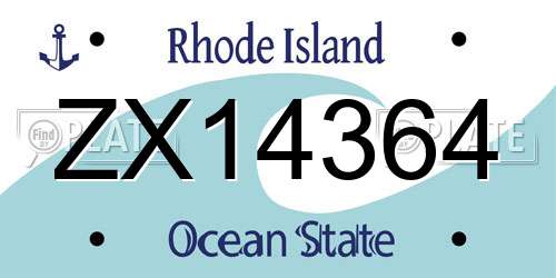 ZX14364 Rhode Island License Plate