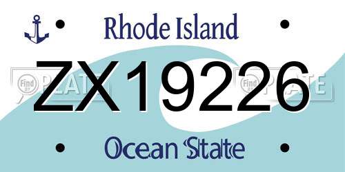 ZX19226 Rhode Island License Plate
