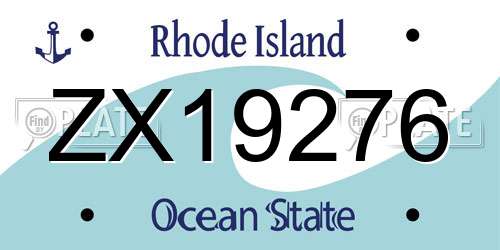 ZX19276 Rhode Island License Plate