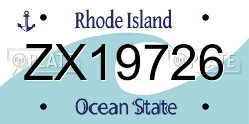 ZX19726 Rhode Island License Plate