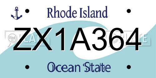 ZX1A364 Rhode Island License Plate