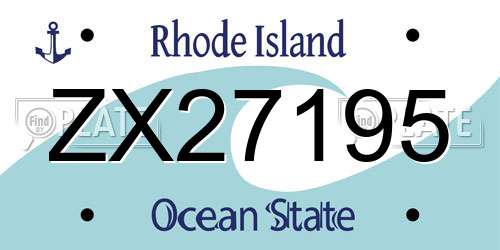 ZX27195 Rhode Island License Plate