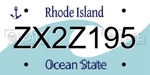 ZX2Z195 Rhode Island License Plate