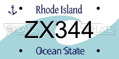 ZX344 Rhode Island License Plate