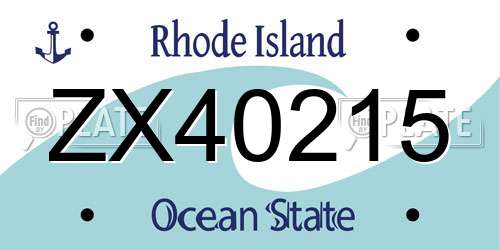 ZX40215 Rhode Island License Plate