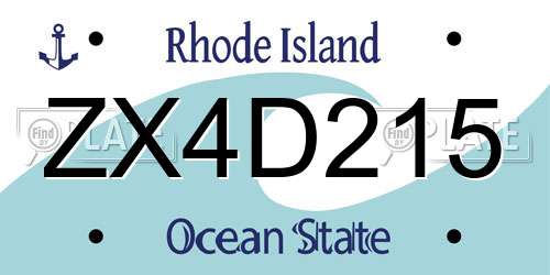 ZX4D215 Rhode Island License Plate