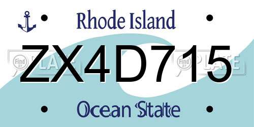 ZX4D715 Rhode Island License Plate