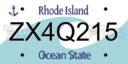 ZX4Q215 Rhode Island License Plate