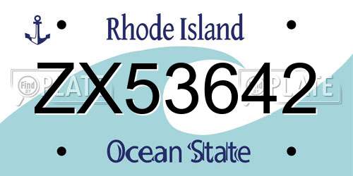 ZX53642 Rhode Island License Plate