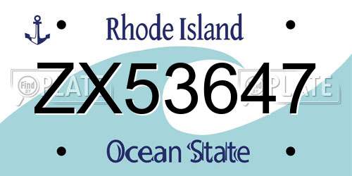 ZX53647 Rhode Island License Plate