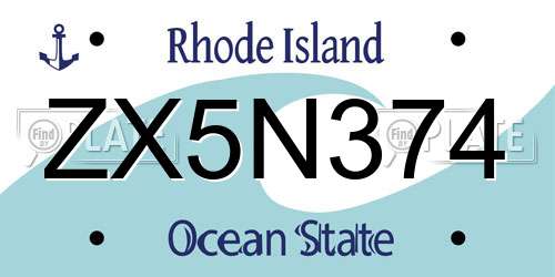 ZX5N374 Rhode Island License Plate