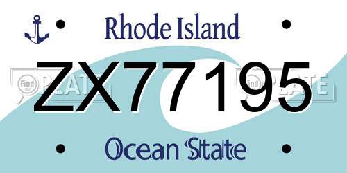 ZX77195 Rhode Island License Plate