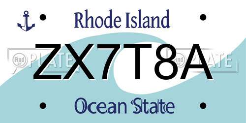 ZX7T8A Rhode Island License Plate