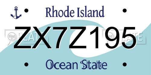 ZX7Z195 Rhode Island License Plate