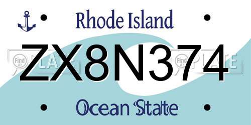 ZX8N374 Rhode Island License Plate