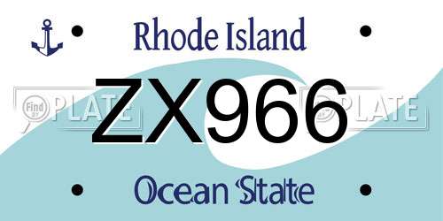 ZX966 Rhode Island License Plate
