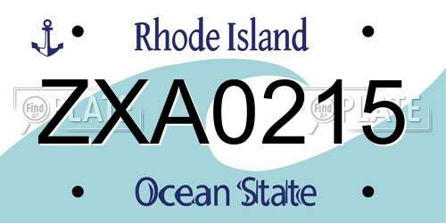 ZXA0215 Rhode Island License Plate