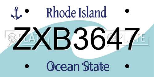 ZXB3647 Rhode Island License Plate